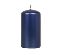 Grace Navy Blue Varnished Shimmer Metallic Shine Pillar Candle (Small Pillar)