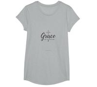 Grace Not Perfection Christian Men Faith Inspirational T-Shirt, Girls, Heather Grey, Medium
