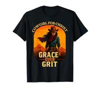 Grace Over Grit Cowgirl for Christ Western Christian Faith T-Shirt