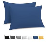 Grace Pillow Cases 2 Pack - Brushed Microfiber Pillowcases - Ultrasoft Hypoallergenic Pillowcases 2 Pack With Envelope Closure - Non Iron Breathable Navy Pillow Covers (50 x 75 cm)