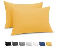 Grace Pillow Cases 2 Pack - Brushed Microfiber Pillowcases - Ultrasoft Hypoallergenic Pillowcases 2 Pack With Envelope Closure - Non Iron Breathable Gold Pillow Covers (50 x 75 cm)