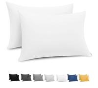 Grace Pillow Cases 2 Pack - Brushed Microfiber Pillowcases - Ultrasoft Hypoallergenic Pillowcases 2 Pack With Envelope Closure - Non Iron Breathable White Pillow Covers (50 x 75 cm)