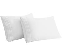 Grace Pillow Cases 2 Pack Brushed Microfiber Pillowcases With Embroidery Super soft Hypoallergenic Pillowcases 2 Pack With Envelope Closure Non Iron Breathable White Pillow Covers