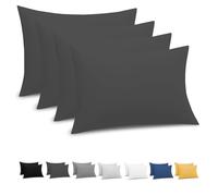 Grace Pillow Cases 4 Pack - Brushed Microfiber Pillowcases - Ultrasoft Hypoallergenic Pillowcases 4 Pack With Envelope Closure - Non Iron Breathable Charcoal Pillow Covers (50 x 75 cm)