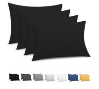 Grace Pillow Cases 4 Pack - Brushed Microfiber Pillowcases - Ultrasoft Hypoallergenic Pillowcases 4 Pack With Envelope Closure - Non Iron Breathable Black Pillow Covers (50 x 75 cm)