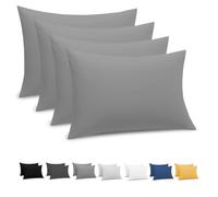 Grace Pillow Cases 4 Pack - Brushed Microfiber Pillowcases - Ultrasoft Hypoallergenic Pillowcases 4 Pack With Envelope Closure - Non Iron Breathable Grey Pillow Covers (50 x 75 cm)