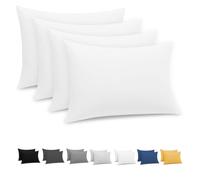 Grace Pillow Cases 4 Pack - Brushed Microfiber Pillowcases - Ultrasoft Hypoallergenic Pillowcases 4 Pack With Envelope Closure - Non Iron Breathable White Pillow Covers (50 x 75 cm)