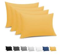 Grace Pillow Cases 4 Pack - Brushed Microfiber Pillowcases - Ultrasoft Hypoallergenic Pillowcases 4 Pack With Envelope Closure - Non Iron Breathable Gold Pillow Covers (50 x 75 cm)