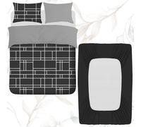 Grace Premium 4 Pack Microfiber Duvet Cover Set with Fitted Sheet in Black | Size: Single grace Black Single