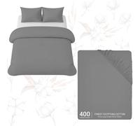 Grace Premium Egyptian Cotton King Size Duvet Cover Sets Ultrasoft in Grey | Size: Double grace Grey Double