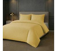 Grace Premium Embossed Stripes Duvet Cover Sets 2 Pack in Yellow | Size: Double grace Yellow Double