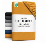 Grace Premium Microfiber 40cm Extra Deep Pocket Fitted Sheets in Gold | Size: Single Fitted grace Gold Single Fitted