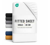 Grace Premium Microfiber 40cm Extra Deep Pocket Fitted Sheets in White | Size: Single Fitted grace White Single Fitted