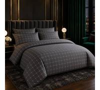 Grace Premium Microfiber Checkered Duvet Cover Set in Charcoal | Size: Double grace Charcoal Double