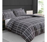 Grace Premium Microfiber Reversible Double Duvet Set Ultrasoft Bedding in Charcoal | Size: Single grace Charcoal Single