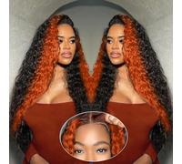 Grace Queen Ginger Orange 9x6 Lace Front Wig Human Hair Deep Wave Pre Plucked Wear and Take Away Glueless Wig Human Hair for Women 9x6 HD Lace Front Wig