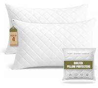 Grace Quilted Pillow Protectors 4 Pack - Premium Microfiber Pillow Protectors With Zip - UltraSoft & Breathable Anti-Allergy Pillow Cover