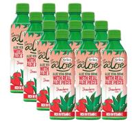 Grace Say Aloe Strawberry Aloe Vera Drink 12 x 500ml - With Real Aloe Pieces, Rich in Vitamin C, Refreshing Fruit Drink
