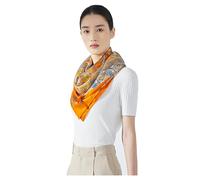 Grace Scarves 100% Silk Scarves, Extra-Large and XX-Large, Enamel, Orange, Double-sided, Hand Rolled Edges, 42 x 42 inches