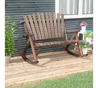 grace solid wood garden rocking 2 seater bench in dark brown