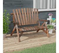 grace solid wood spruce garden 2 seater bench in dark brown