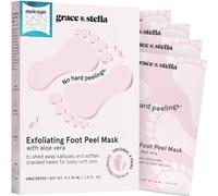 grace & stella Award-Winning Foot Peeling Mask - Foot Peel Masks with Aloe Vera (4 Pairs, Unscented) - Moisturizing Foot Masks That Remove Dead Skin, Exfoliating Foot Mask for Dry Cracked Feet