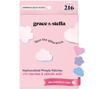 grace & stella Award Winning Pimple Patches Salicylic Acid (Multishape, 216 Count) - Dermatologist Tested Hydrocolloid Blemish Patches for Spot Treatment - Helps Protect Acne & Reduce Redness