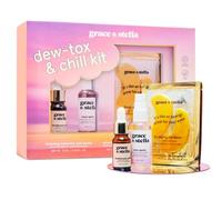 grace & stella Dew-Tox & Chill Kit Gifts for Women - Gifts for Her with Under Eye Masks, Hyaluronic Acid Serum, & More - Vegan & Cruelty Free - Birthday Gift Sets for Women