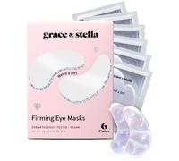 grace & stella Peptide Under Eye Patches with Niacinamide & Rice Extract - Firming Eye Masks for Dark Circles and Puffiness - Gel Mask for Firmer-Looking Skin - Vegan, Cruelty-Free (White, 6 Pairs)