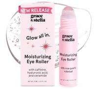grace & stella Under Eye Brightener with Rose Quartz Rollerball - Hyaluronic Acid & Caffeine Eye Serum for Dark Circles and Puffiness - Travel Size Toiletries - Vegan Skincare (15ml / 0.51floz)
