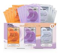 grace & stella Under Eye Patches Gift Set - With 3 Colors (12 Pairs) - 4 Pairs of Under Eye Masks Per Color - With Vitamin C, Retinoids & Peptides - Vegan, Cruelty-Free - Birthday Gifts for Women