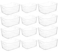Grace Store 12PCS Clear Storage Box Organisers Plastic Bathroom Organiser Versatile Kitchen Organiser Tray for Desk, Makeup , Kitchen Pantry Organizers and Storage