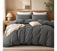 Grace Stripe Single Duvet Cover Set - Premium Brushed Microfiber Reversible Duvet Cover Single (135 x 200 cm) 2 PCs - Ultrasoft Hypoallergenic Luxury Quilt Cover Bedding Sets with Zipper Closure