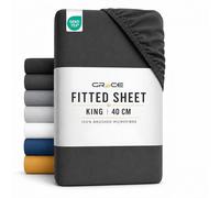 Grace Super King Fitted Sheet Extra Deep Pocket 40 cm (16 inches) Durable Elastic Bed Sheets - Premium Microfiber Superking Fitted Sheet - Ultrasoft Hypoallergenic Fade Resistant