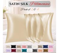 Grace Super Soft Pillow Cases 2 Pack Satin Silk Envelope Closure in Camel | Size: Standard Pillow Case grace Camel Standard Pillow Case