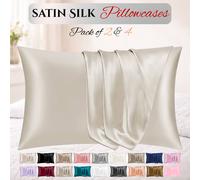 Grace Super Soft Pillow Cases 2 Pack Satin Silk Envelope Closure in Khaki | Size: Standard Pillow Case grace Khaki Standard Pillow Case