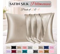 Grace Super Soft Pillow Cases 2 Pack Satin Silk Envelope Closure in Taupe | Size: Standard Pillow Case grace Taupe Standard Pillow Case
