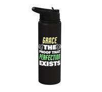 Grace The Proof that Perfection Exists Funny Grace Name Stainless Steel Insulated Water Bottle
