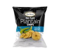 Grace Unsalted Plantain Chips 85g Pack of 1 Vegan Salt FREE Bites High in Fibre Gluten Free Banana Crisps Snack with Welari Thank You Card | (1pack) (85g)
