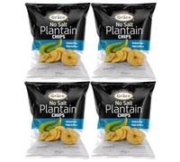 Grace Unsalted Plantain Chips 85g Pack of 4 Vegan Salt FREE Bites High in Fibre Gluten Free Banana Crisps Snack with Welari Thank You Card | (4pack) (340g)