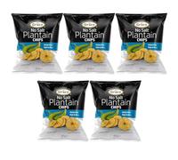 Grace Unsalted Plantain Chips 85g Pack of 5 Vegan Salt FREE Bites High in Fibre Gluten Free Banana Crisps Snack with Welari Thank You Card | (5pack) (425g)