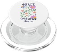 Grace Upon Grace Bible Verse Inspiration Floral God Faith PopSockets PopGrip for MagSafe