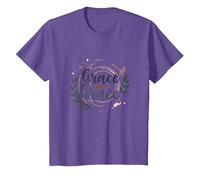 Grace Upon Grace Christian Women Inspirational Faith T-Shirt, Kids, Purple Heather, 4 Years