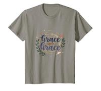 Grace Upon Grace Christian Women Inspirational Faith T-Shirt, Kids, Slate, 10 Years