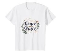 Grace Upon Grace Christian Women Inspirational Faith T-Shirt, Kids, White, 4 Years