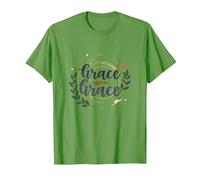 Grace Upon Grace Christian Women Inspirational Faith T-Shirt, Men, Grass, XL