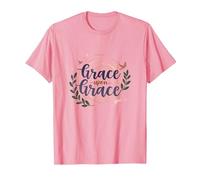 Grace Upon Grace Christian Women Inspirational Faith T-Shirt, Men, Pink, S