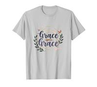 Grace Upon Grace Christian Women Inspirational Faith T-Shirt, Men, Silver Grey, XX-Large