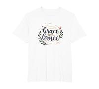 Grace Upon Grace Christian Women Inspirational Faith T-Shirt, Men's Big and Tall, White, 4X Tall