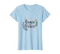 Grace Upon Grace Christian Women Inspirational Faith T-Shirt, Women, Baby Blue, XXL